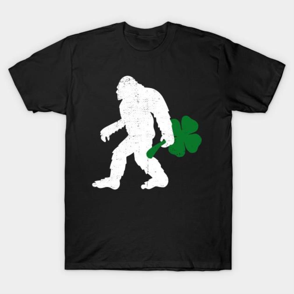 Bigfoot hold lucky shamrock St. Patrick’s Day shirt