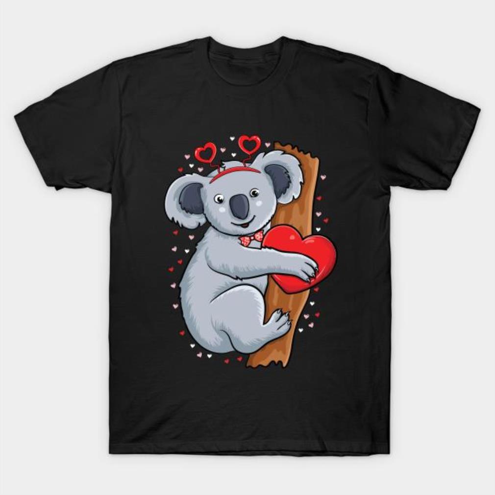 Cute kawaii koala holding hearts Valentine’s day t-shirt