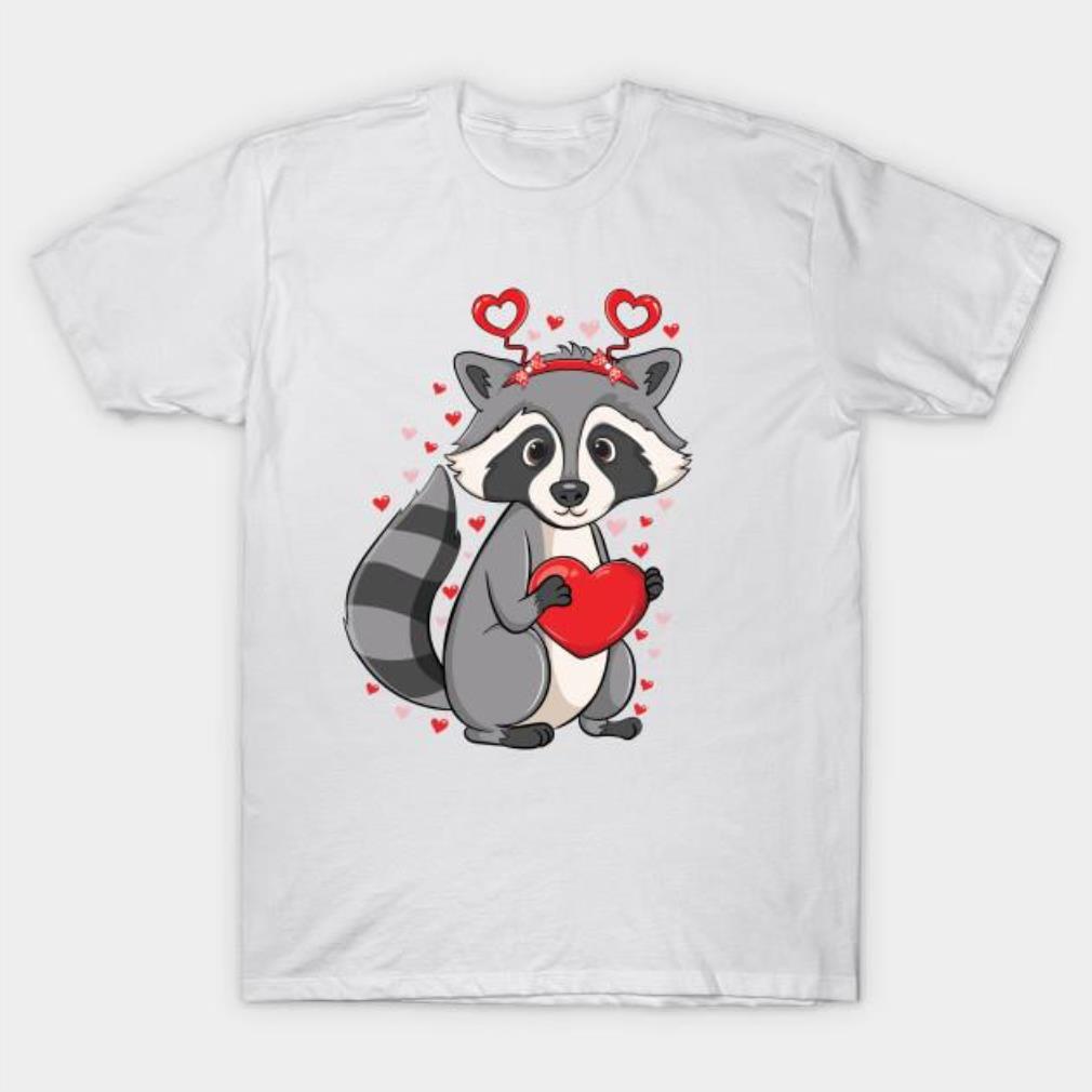 Cute raccoon holding hearts Valentine’s Day shirt
