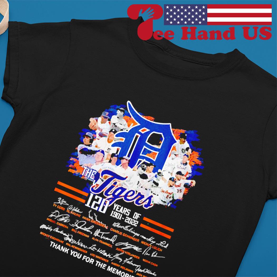 120 Years Of Detroit Tigers Signatures Thank You For The Memories shirt