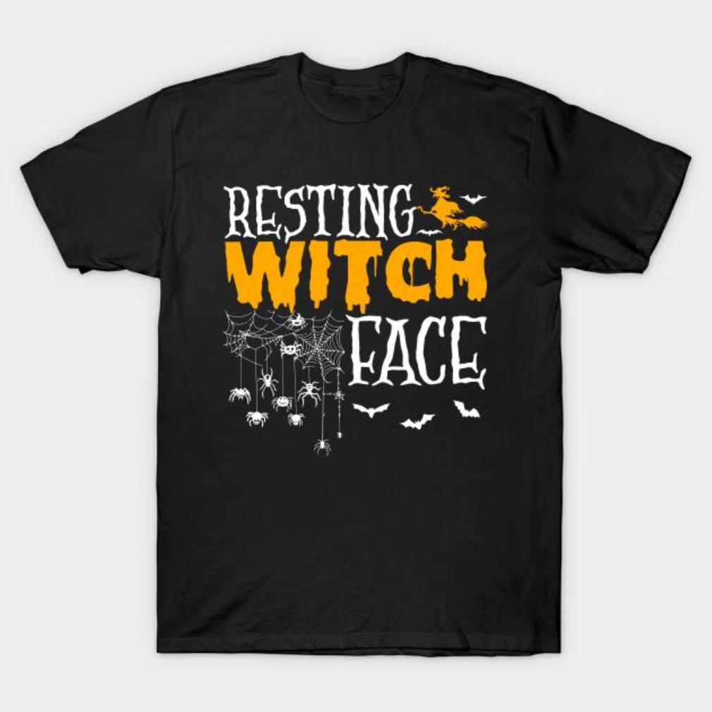 Halloween resting Witch face bat and spiders t-shirt