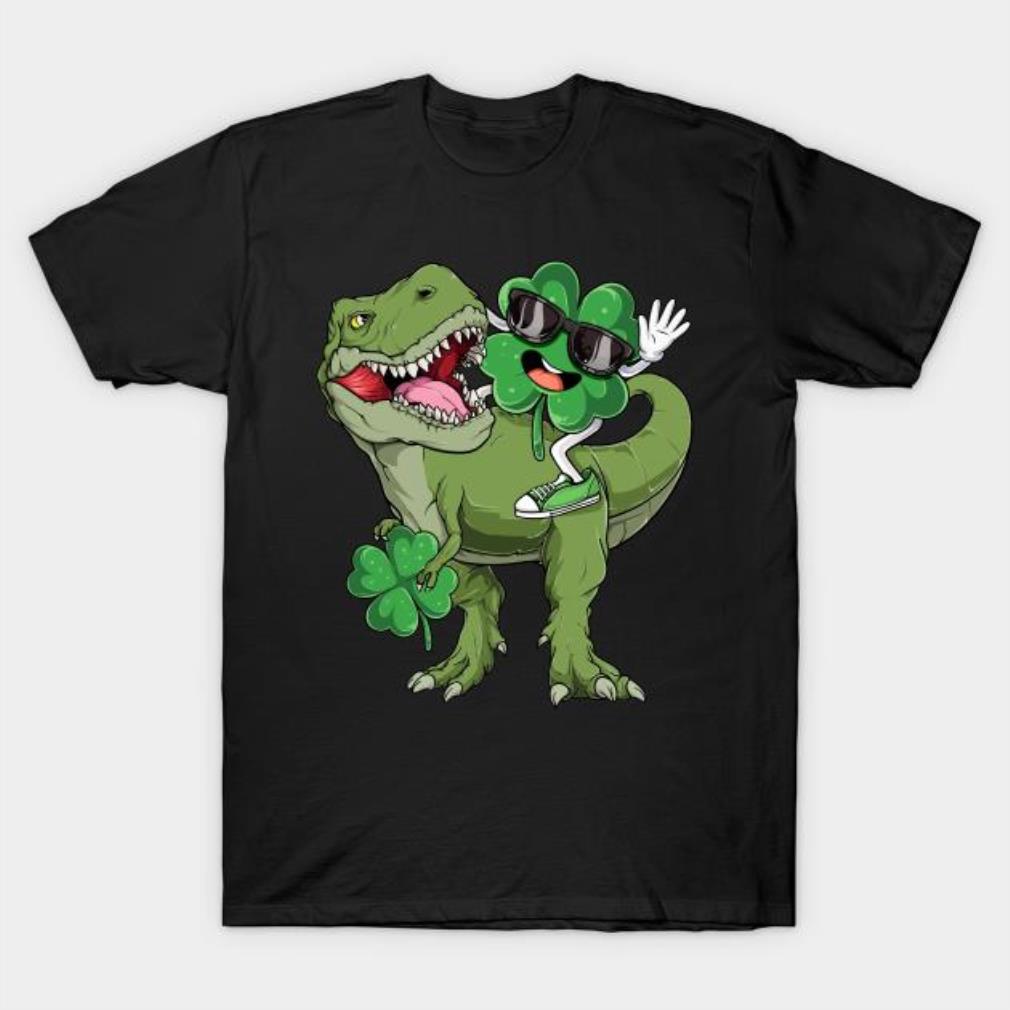 Lucky shamrock riding dinosaur St. Patrick’s Day shirt
