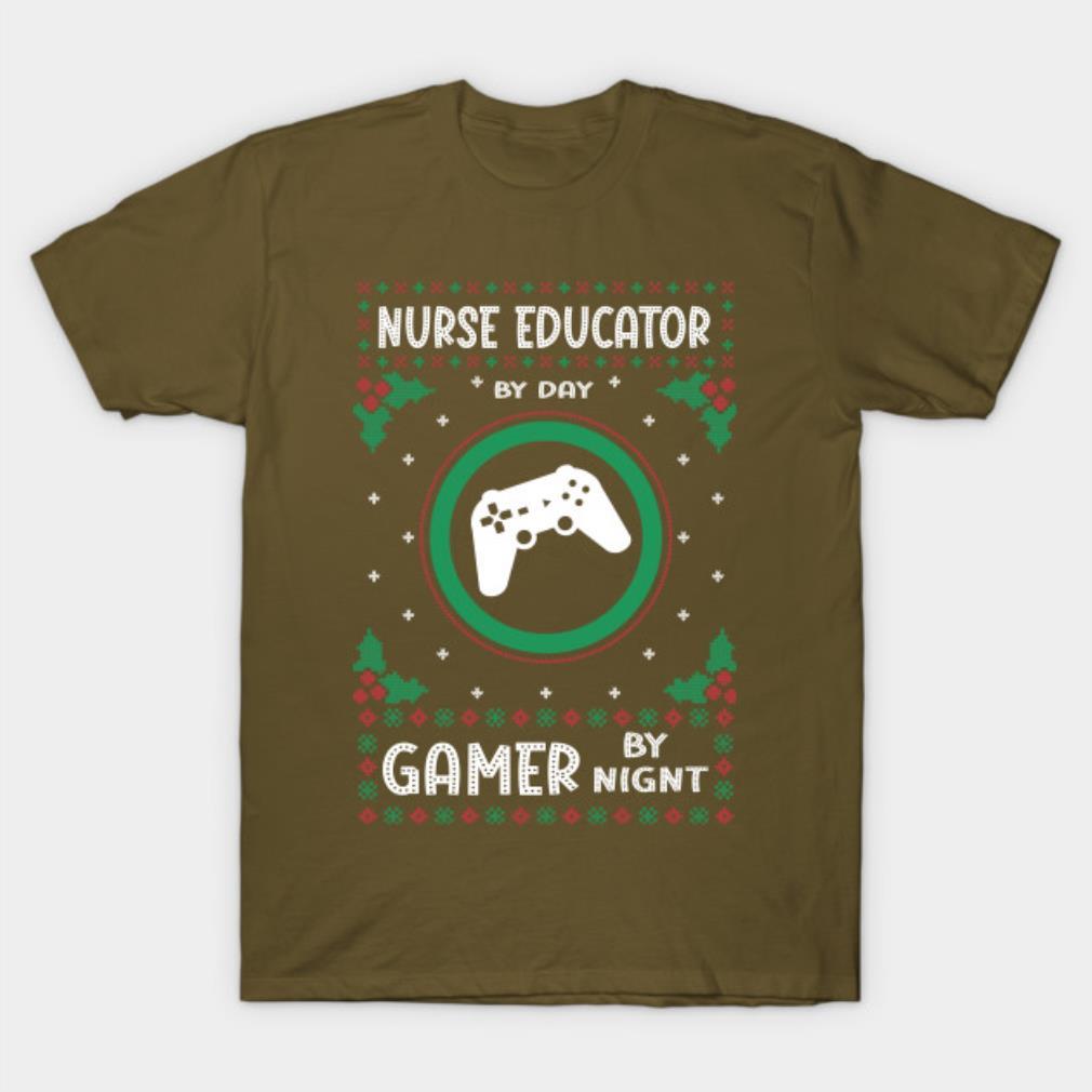 Nurse Education By Day Gamer By Night Ugly Christmas T-shirt