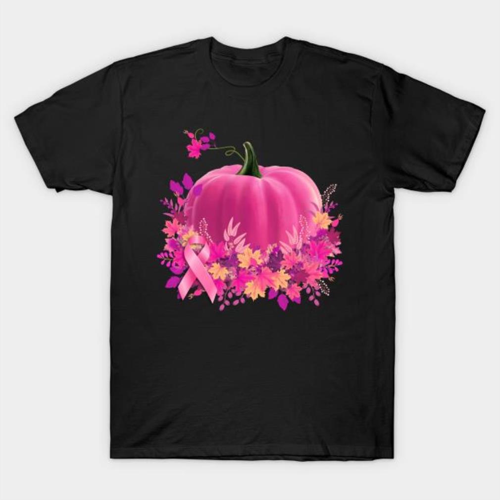 Pumpkin color pink breast cancer awareness T-shirt