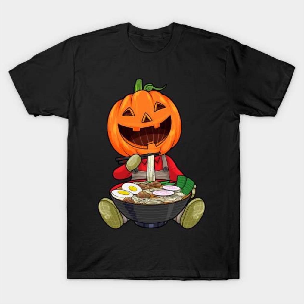 Pumpkin Halloween ramen noodles Jack O Lantern t-shirt