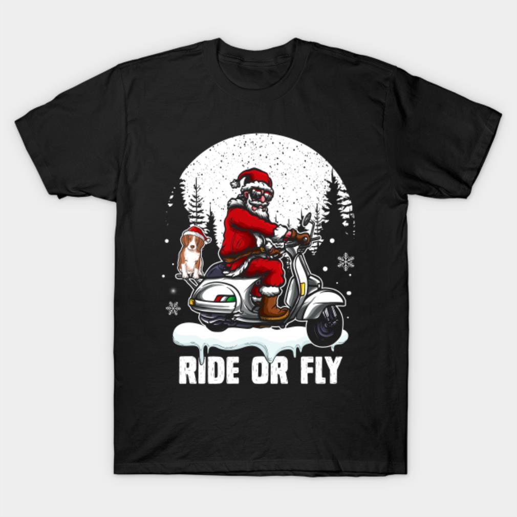 Ride Or Fly Santa With Dog Ride Ugly Christmas Family Hanukkah Pajamas T-shirt