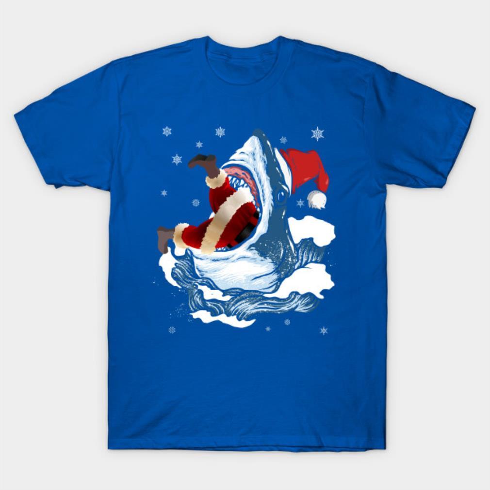 Shark Pjs For Men Women Shark Eating Santa Claus Merry Sharkmas Sea Animals Ugly Christmas T-shirt