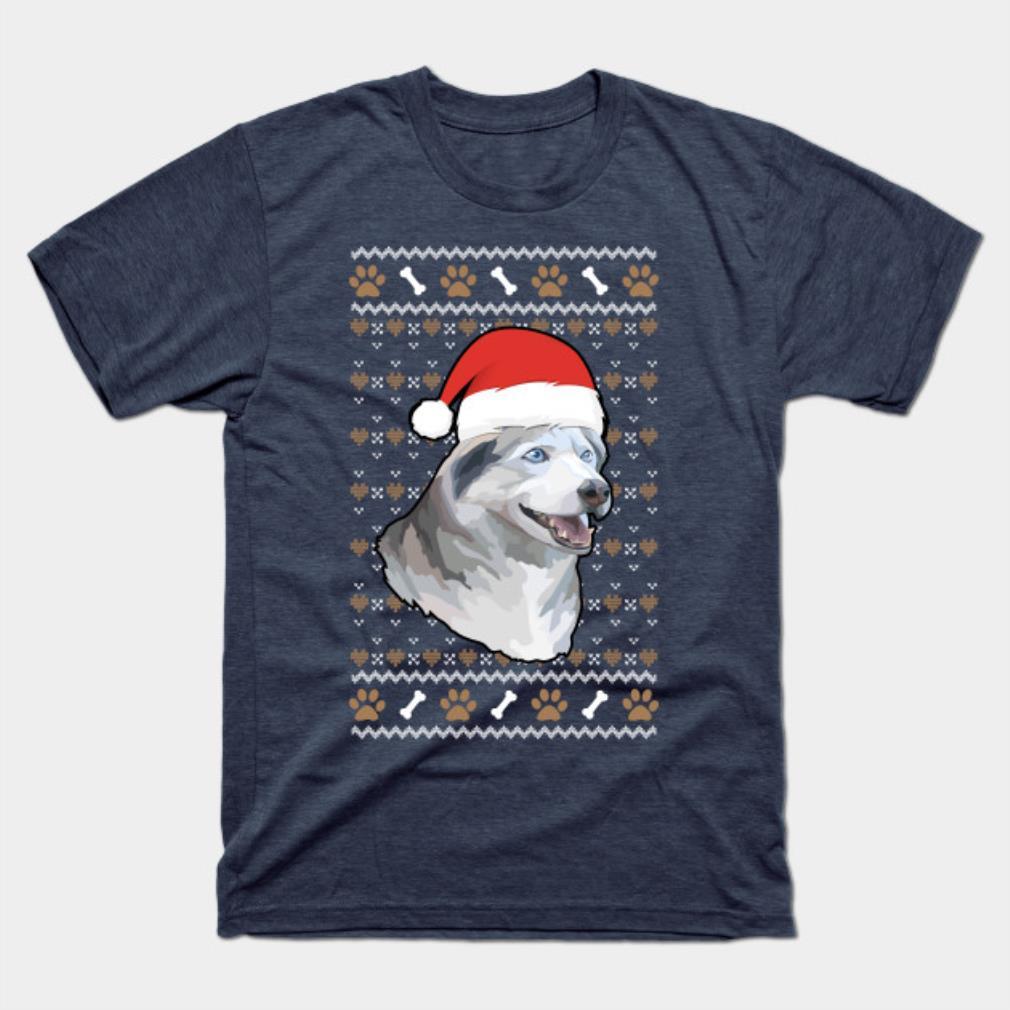 Siberian husky With Santa Hat Ugly Merry Christmas Pajamas T-Shirt