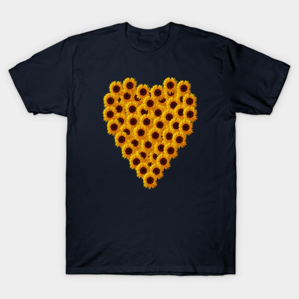 Sunflower Valentines Day Heart Floral Art T-Shirt