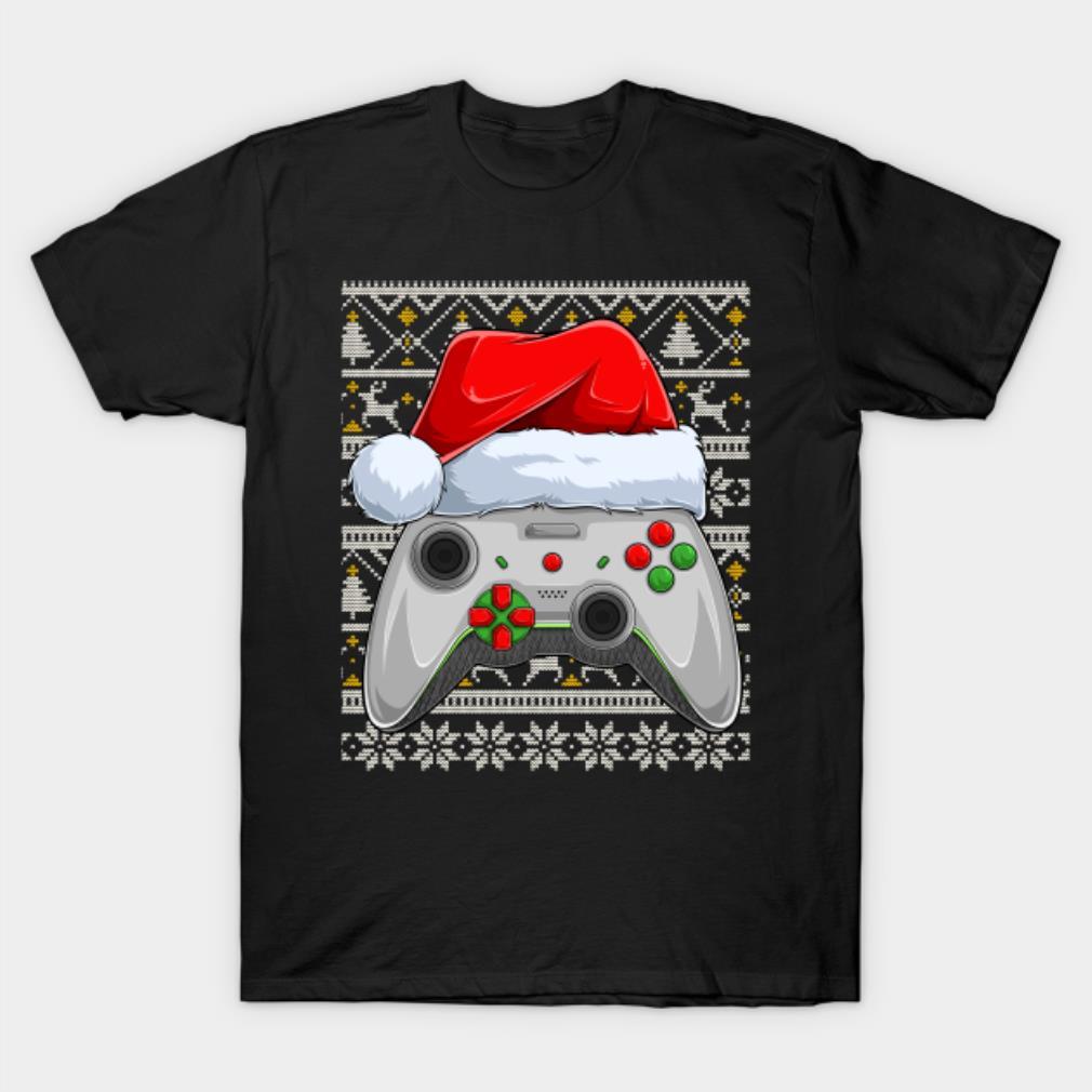 Ugly Christmas Video Game Controller Santa Xmas Gaming T-shirt
