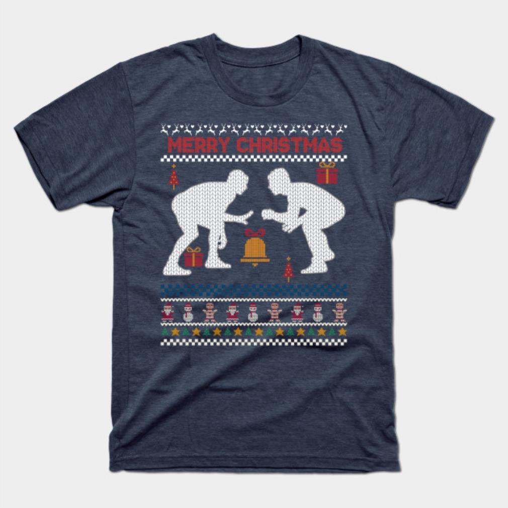 Wrestler Costume For Mens Womens Merry Christmas Funny Wrestling Reindeer Ugly Xmas T-shirt