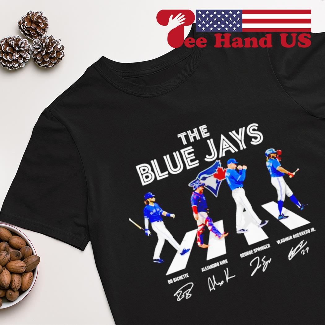 The Blue Jays Bo Bichette Alejandro Kirk George Springer Vladimir Guerrero  Jr Abbey Road signatures shirt, hoodie, sweater, long sleeve and tank top