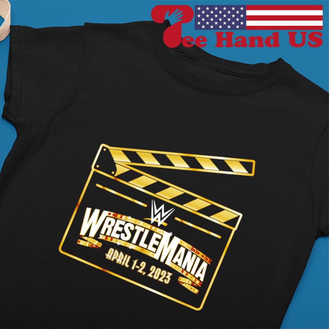 Men's Black WrestleMania 39 Clapboard T-Shirt