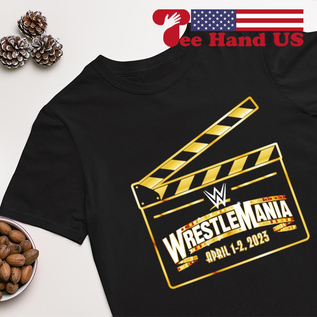 Men's Black WrestleMania 39 Clapboard T-Shirt