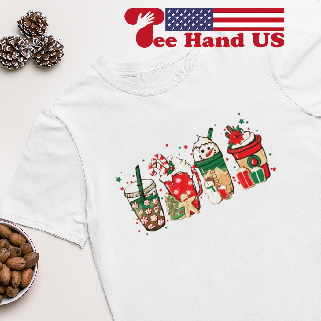 Christmas coffee latte snowmen shirt