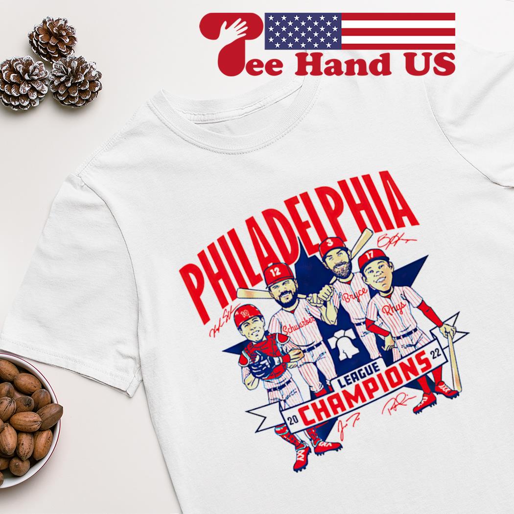 Philadelphia Phillies '22 League Champions Caricature signatures shirt,  hoodie, sweater, long sleeve and tank top