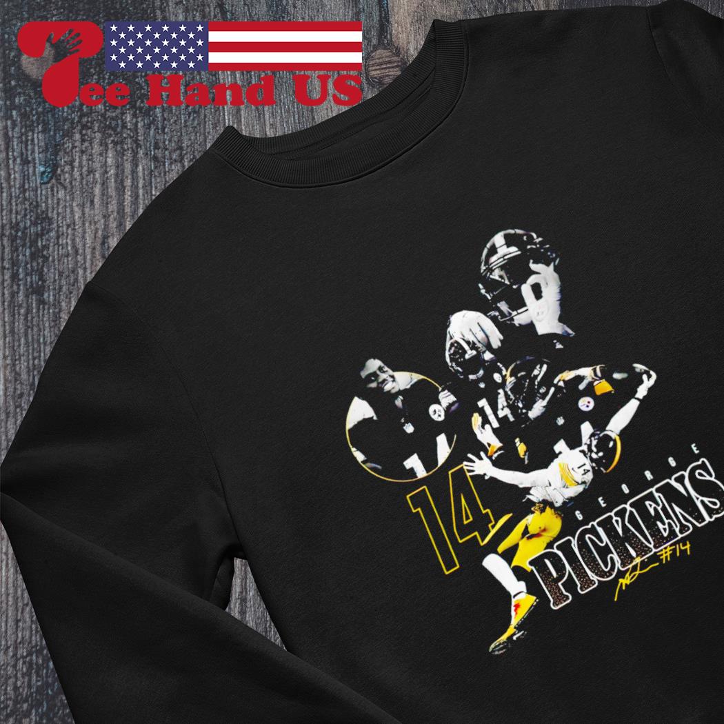 George Pickens Pittsburgh Steelers Men's Black Name & Number Logo Long  Sleeve T-Shirt 