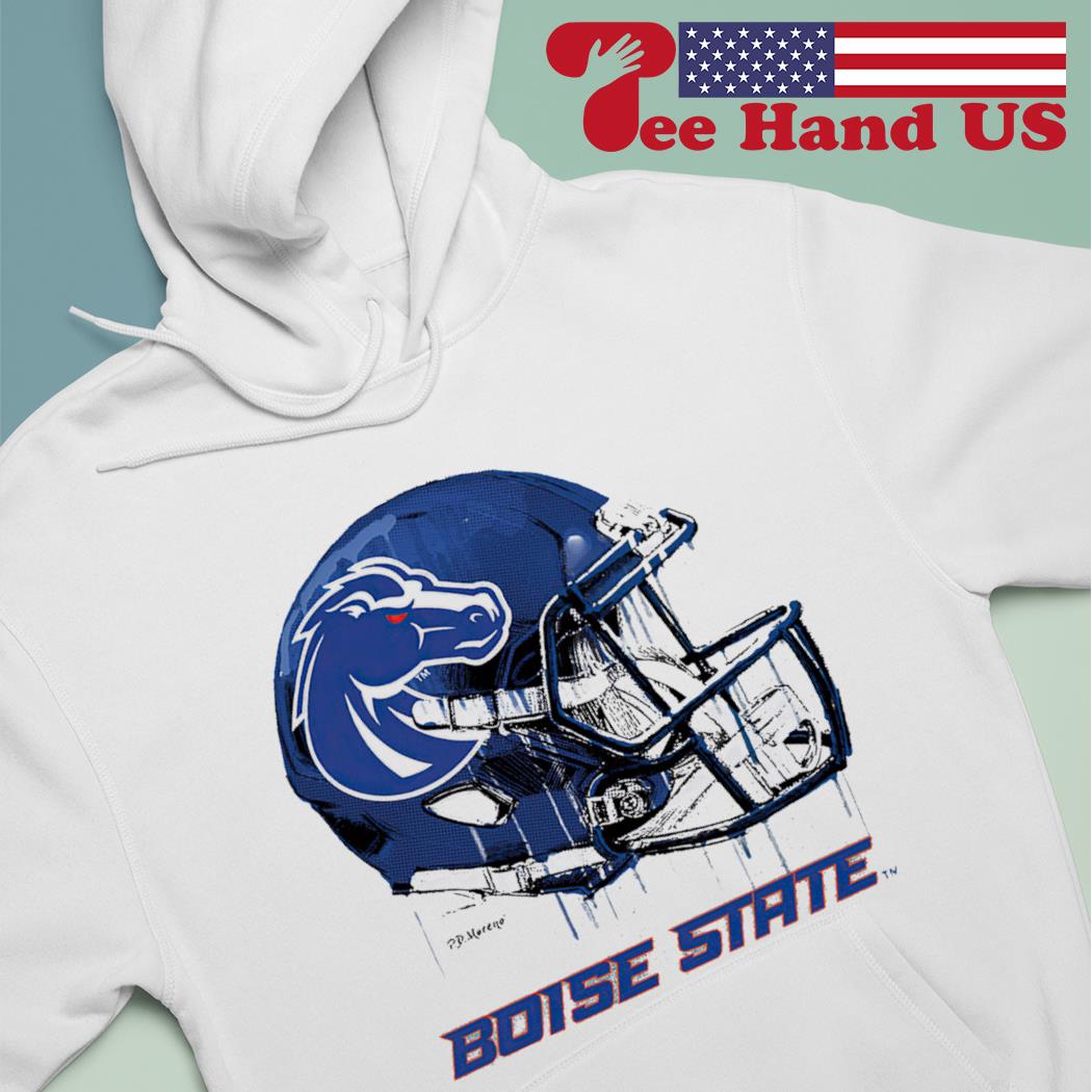 Youth White Boise State Broncos Dripping Helmet T-Shirt