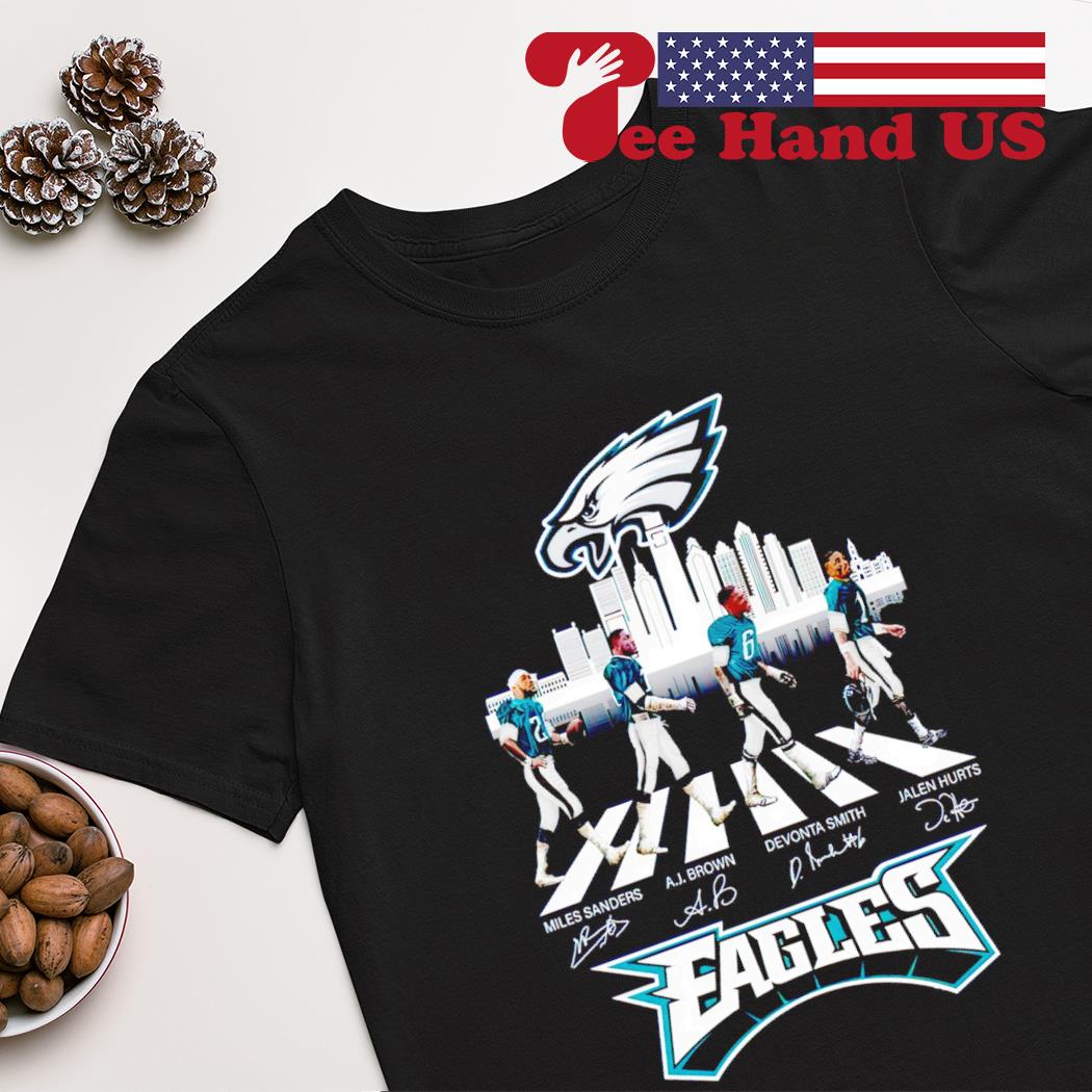 Philadelphia Eagles Miles Sanders AJ Brown Devonta Smith Jalen Hurts  Christmas Signature Best T-Shirt, hoodie, sweater, long sleeve and tank top