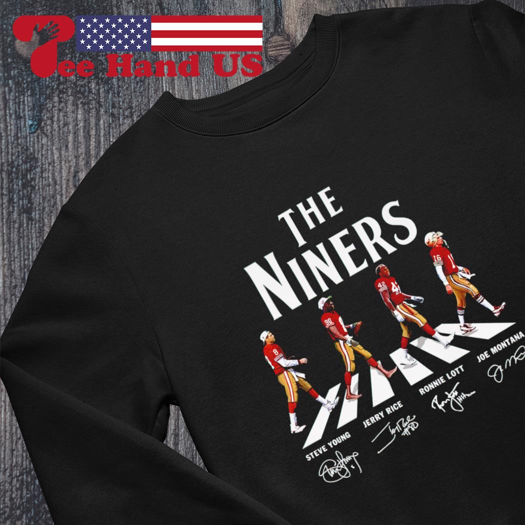 The Niners Steve Young Jerry Rice Ronnie Lott Joe Montana Abbey Road  signatures shirt, hoodie, sweater, long sleeve and tank top