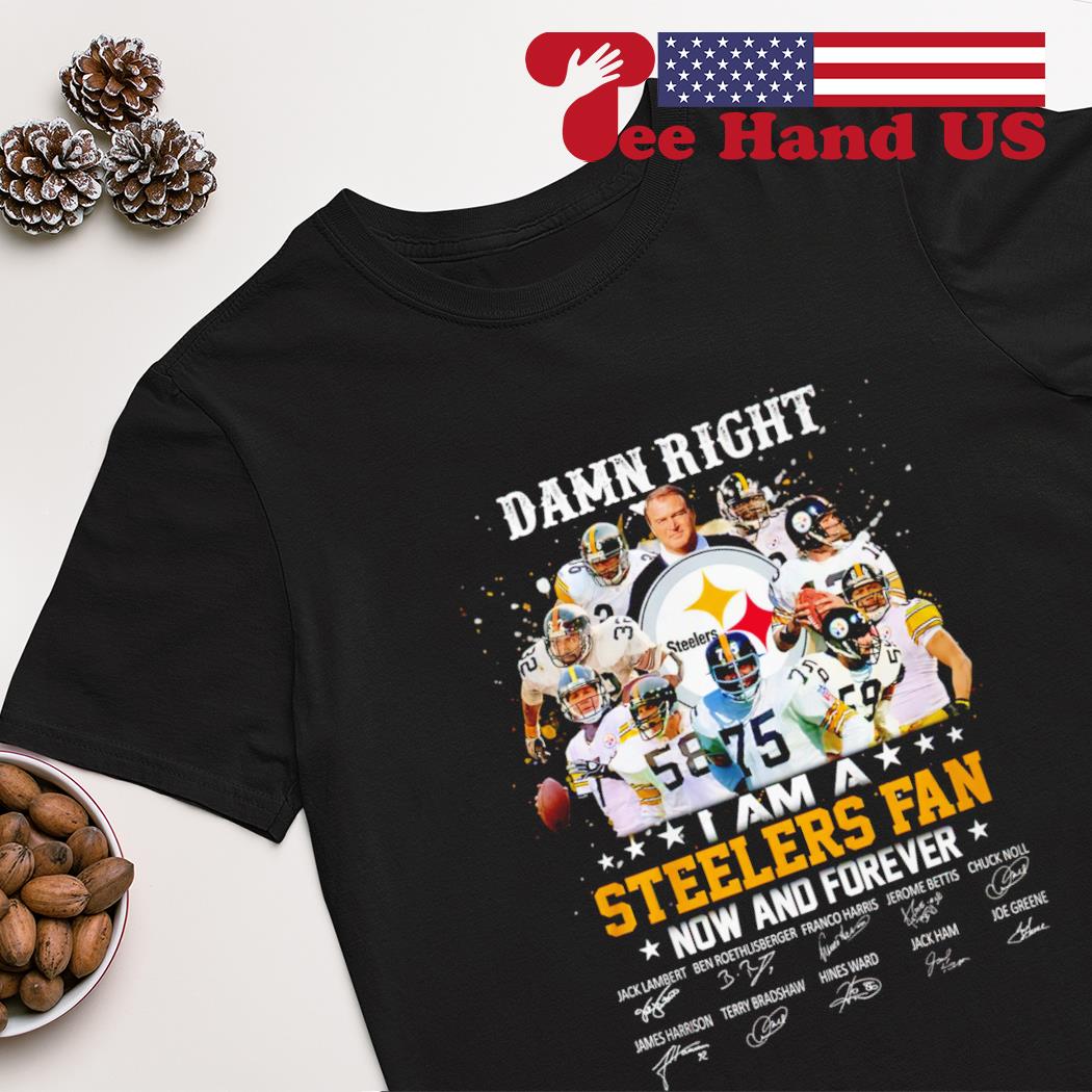 Damn right I am a Pittsburgh Steelers football team fan now and forever  signatures shirt - Dalatshirt