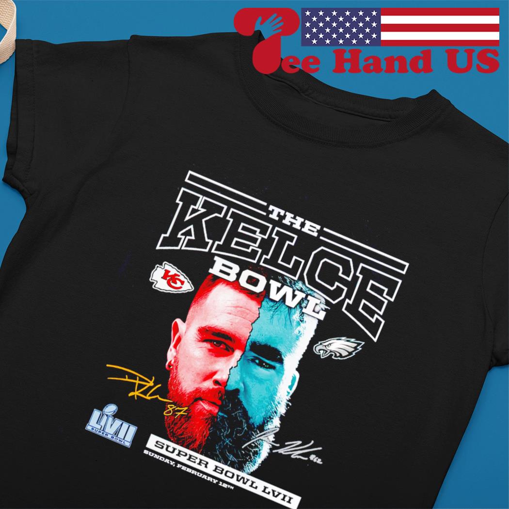 Travis kelce vs jason kelce bowl 2023 lvii super bowl shirt