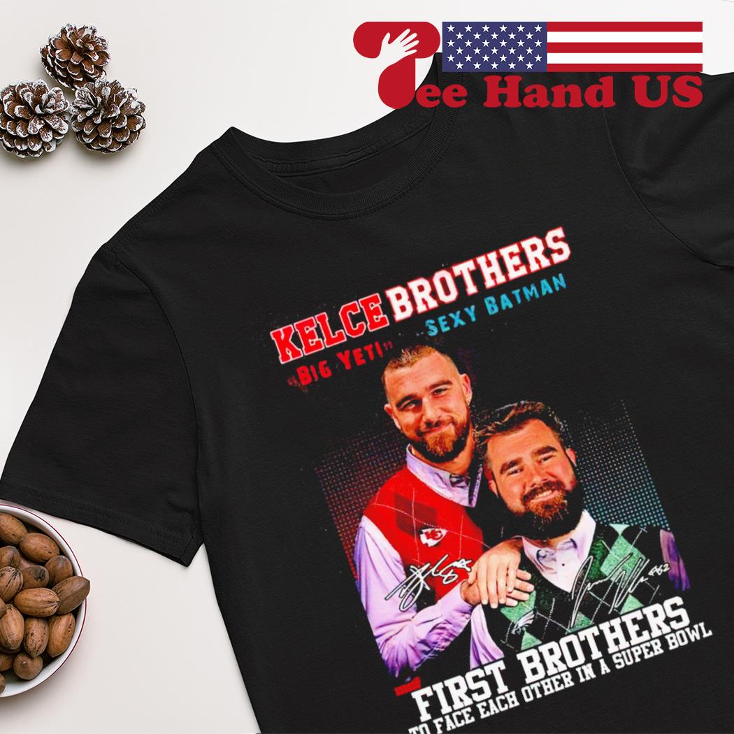 Kelce Brothers the first brother players to face each other 2023 signatures shirt