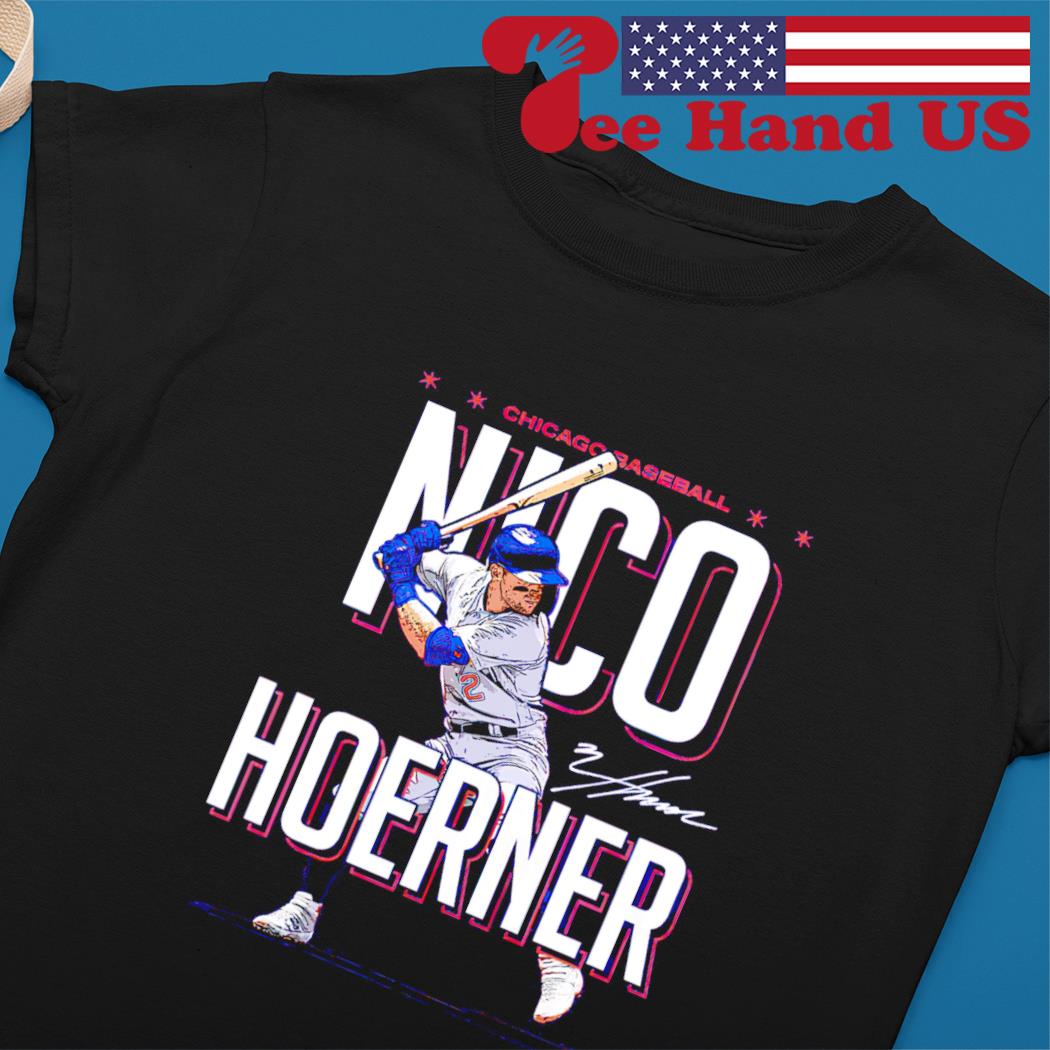 Nico Hoerner Men's Cotton T-Shirt - White - Chicago | 500 Level Major League Baseball Players Association (MLBPA)