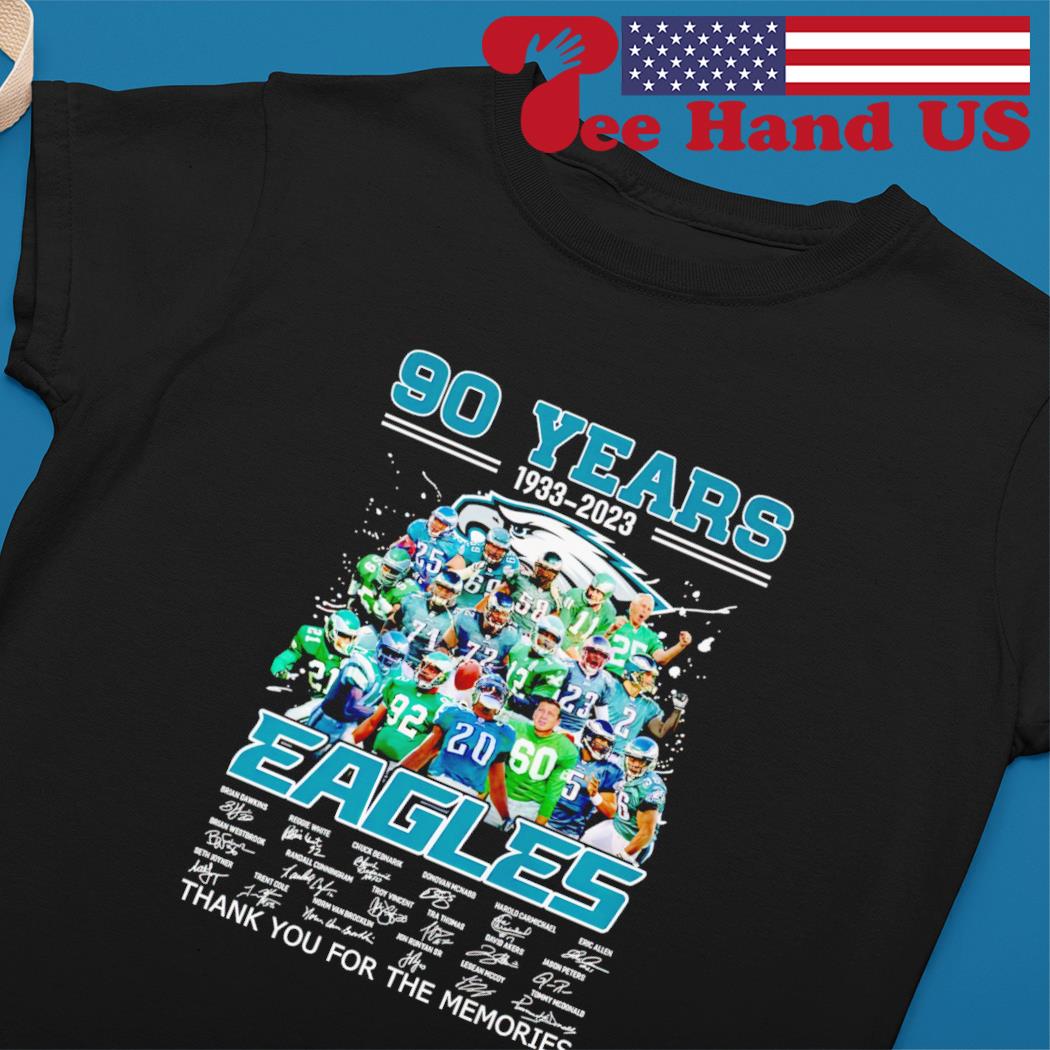 Philadelphia Eagles 90 years 1933-2023 thank you for the memories  signatures shirt, hoodie, sweater, long sleeve and tank top