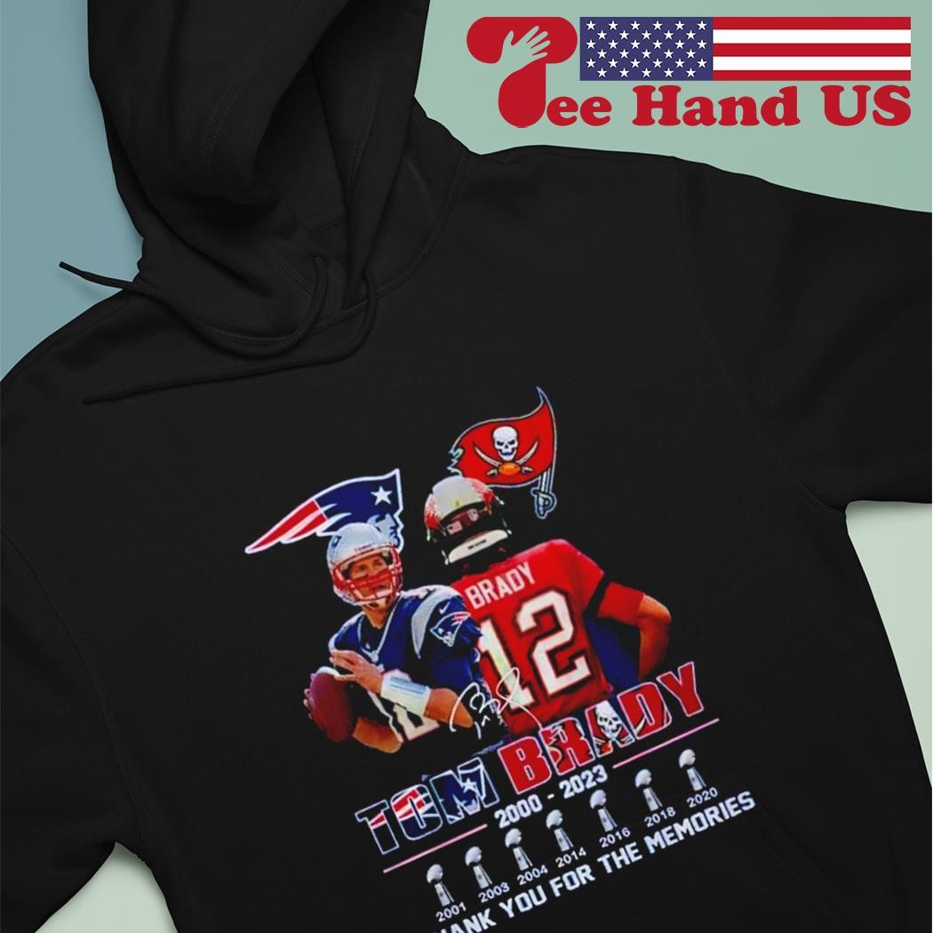 Tom Brady 2000-2023 thank you for the memories signature logo shirt,  hoodie, sweater, long sleeve and tank top