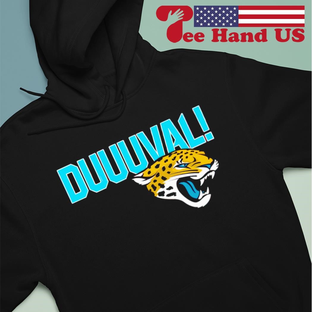 Shirts, New Jacksonville Jaguars Duuuval Big Logo Fleece Pullover Hoodie  White Teal