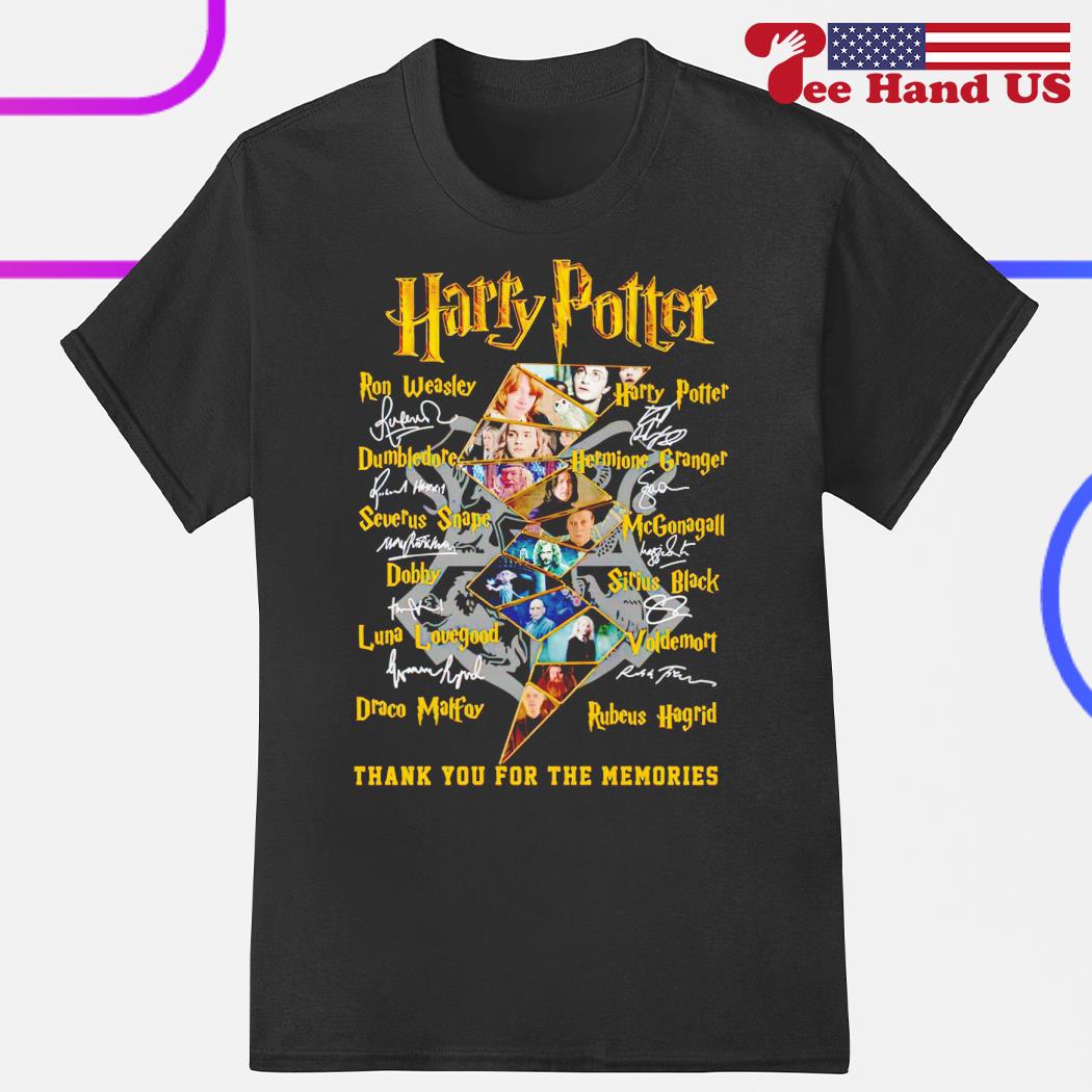 Harry Potter name character thank you for the memories signatures shirt