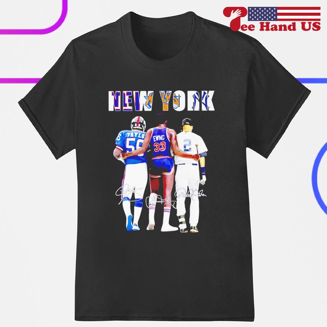 Lawrence Taylor and Patrick Ewing and Derek Jeter New York signatures shirt