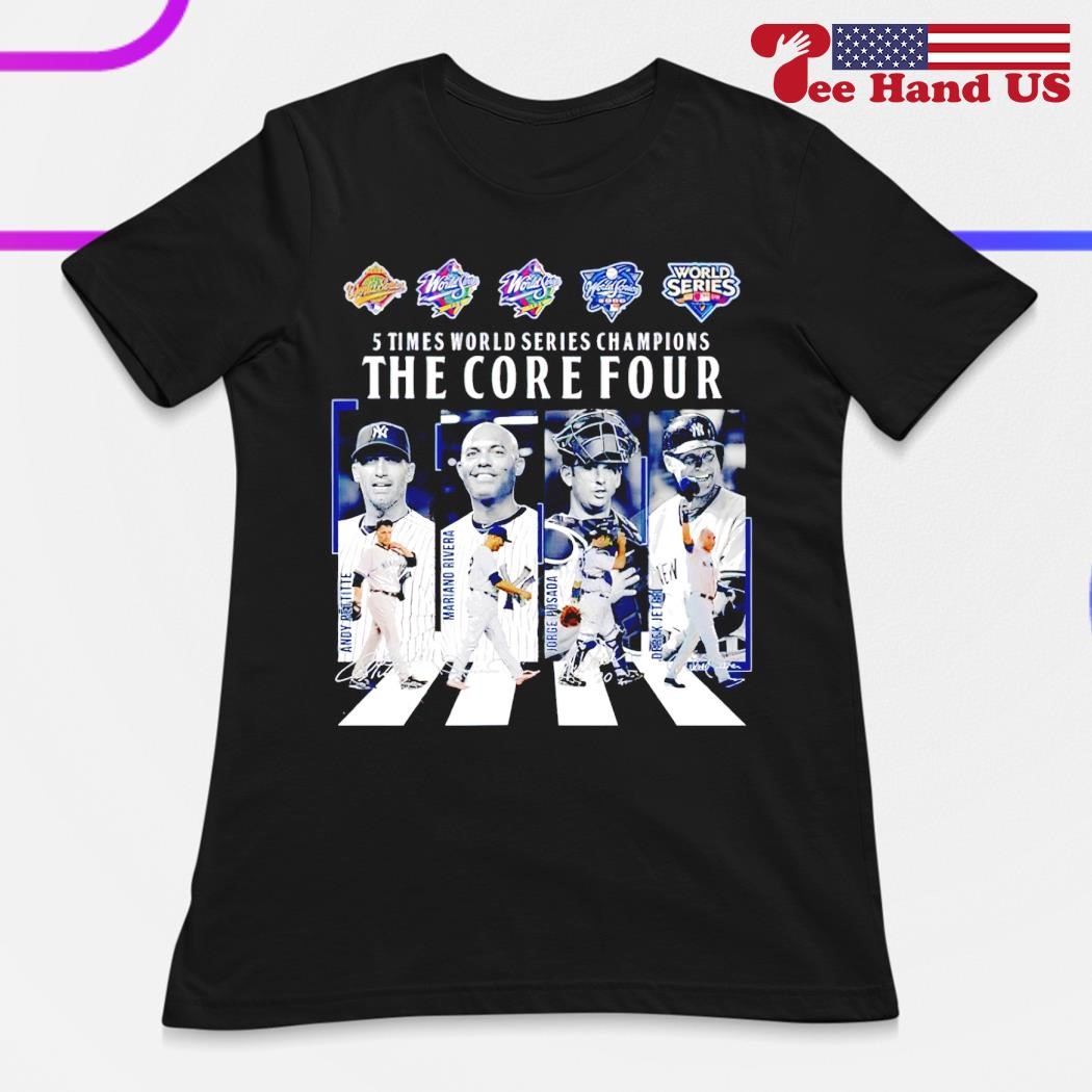 New York Yankees 5 Times World Series Champions The Core Four Abbey Road  Signatures T-shirt,Sweater, Hoodie, And Long Sleeved, Ladies, Tank Top