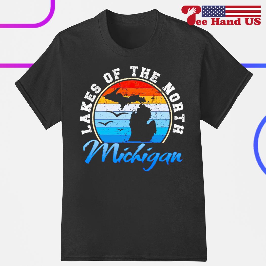 Lakes of the north michigan retro sunset vintage shirt