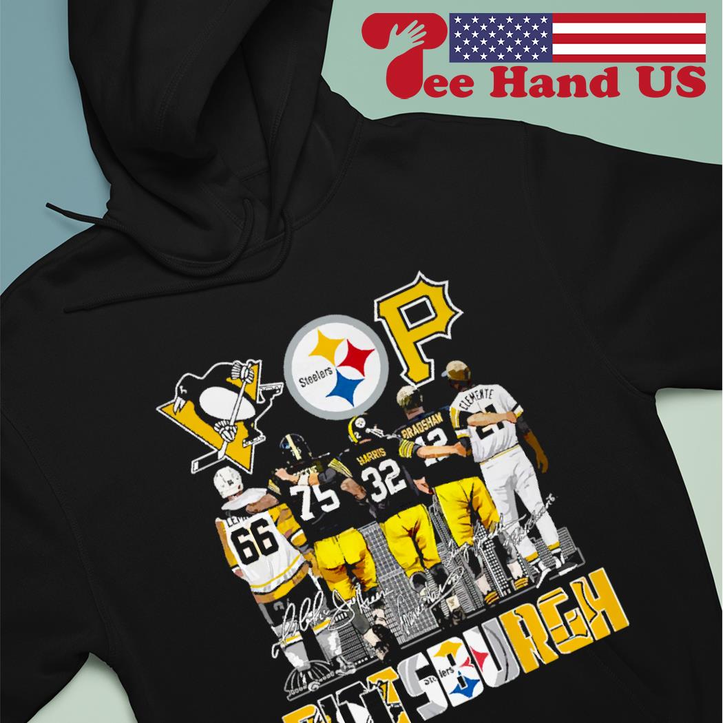 Mario Lemieux and Joe Greene and James Harrison and Terry Bradshaw and  Clemente Pittsburgh signatures shirt, hoodie, sweater, long sleeve and tank  top