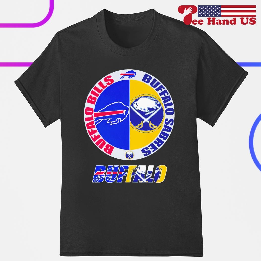 Buffalo Bills Buffalo Sabres MASH UP Logo T-shirt 6 Sizes S-3XL!!