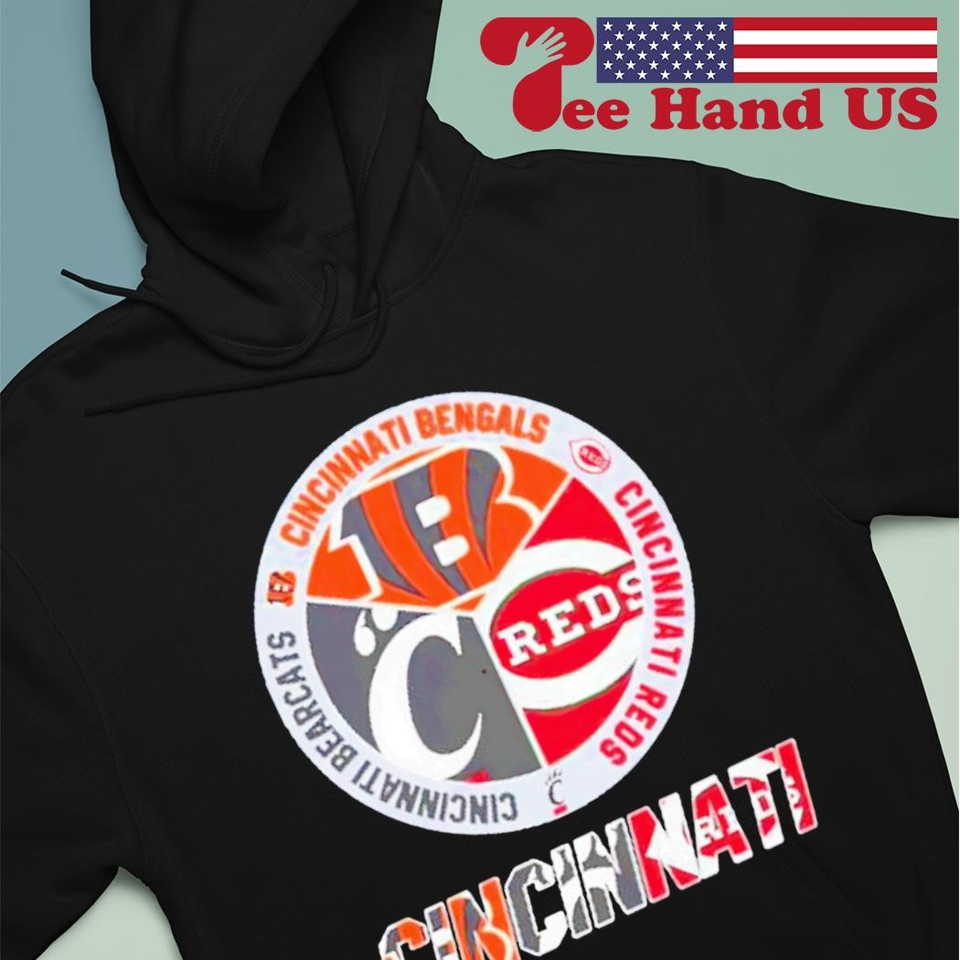 Design cincinnati Bengals Cincinnati Reds And Cincinnati Bearcats Unisex T- Shirt, hoodie, sweater, long sleeve and tank top