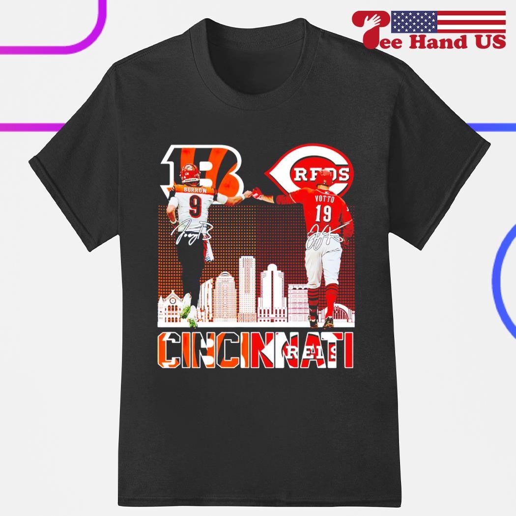 Official Cincinnati Sports Skyline Bengals Joe Burrow And Reds Joey Votto  Signatures shirt, hoodie, sweater, long sleeve and tank top