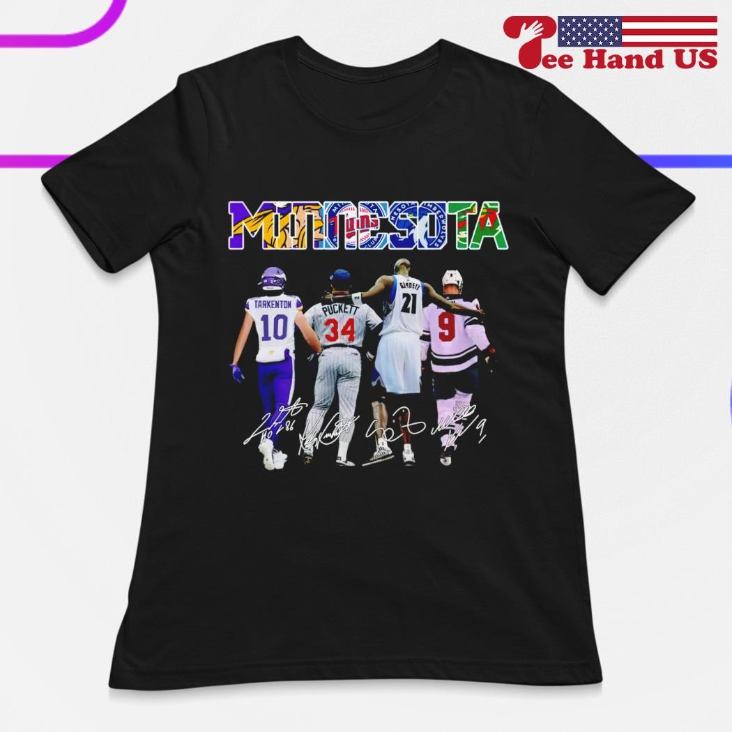 Official Minnesota sports teams fran tarkenton kirby puckett kevin garnett  mikko koivu signatures T-shirt, hoodie, tank top, sweater and long sleeve t- shirt