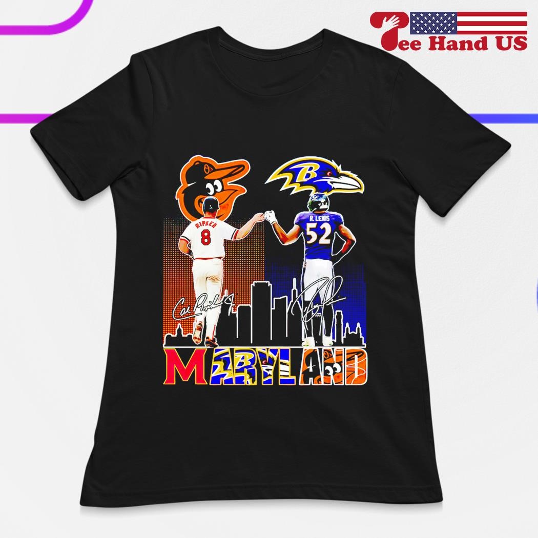 Maryland ripken orioles and lewis baltimore ravens logo signatures shirt,  hoodie, sweater, long sleeve and tank top