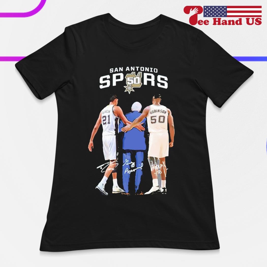 Duncan Robinson and Popovich San Antonio Spurs signatures shirt