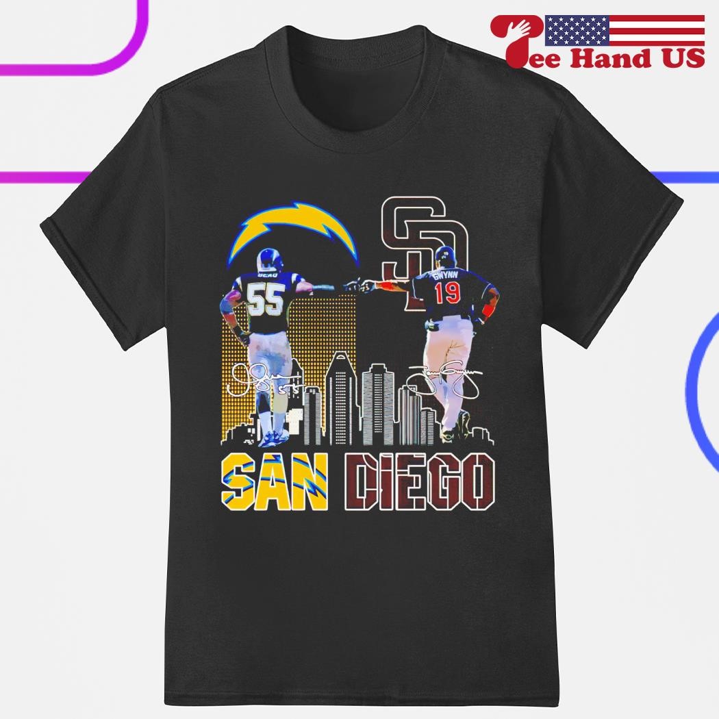 Junior Seau 55 San Diego Chargers Tony Gwynn 19 San Diego Padres signature  shirt, hoodie, sweater, long sleeve and tank top