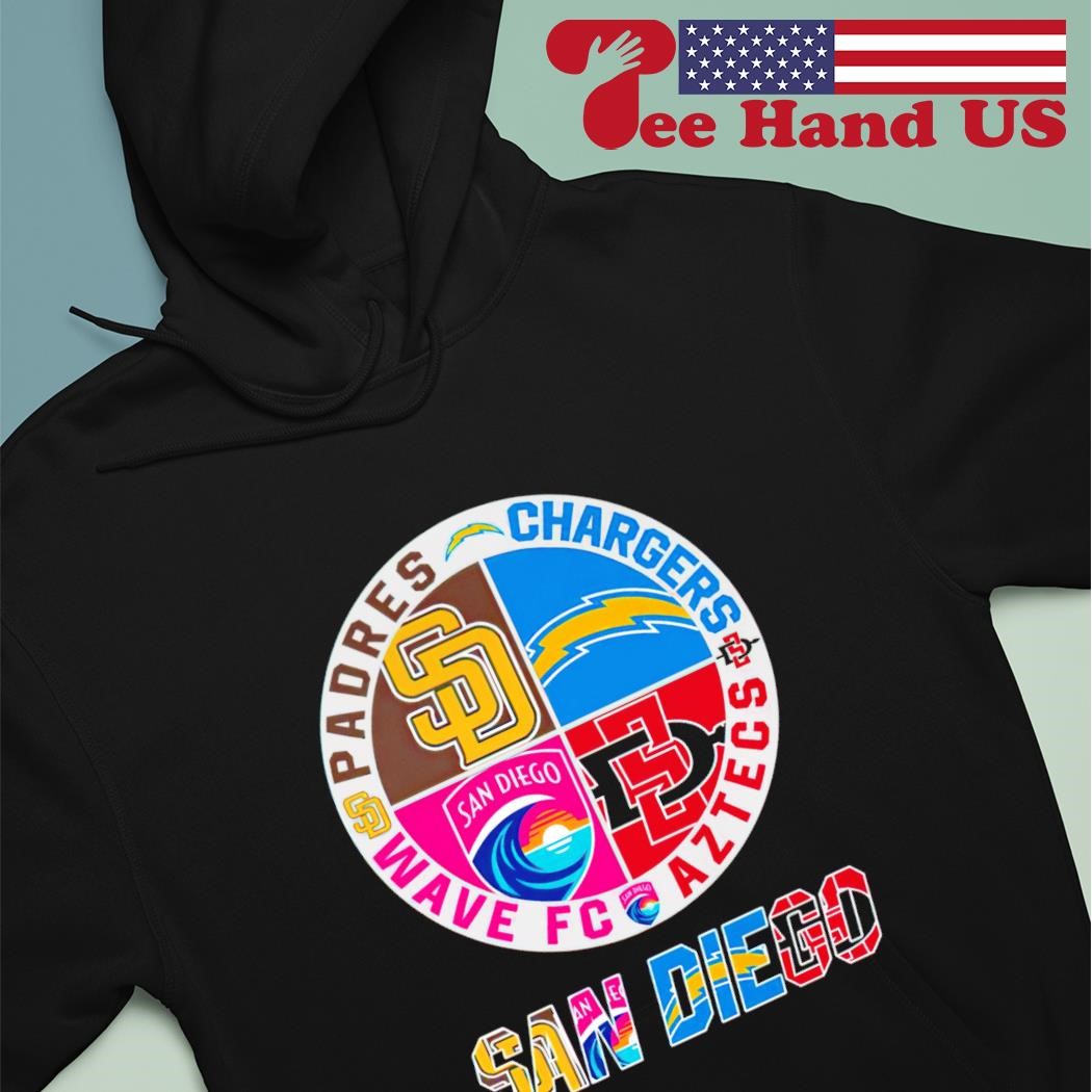 San Diego Wave FC and Padres and Chargers and Aztecs logo shirt, hoodie,  sweater and long sleeve