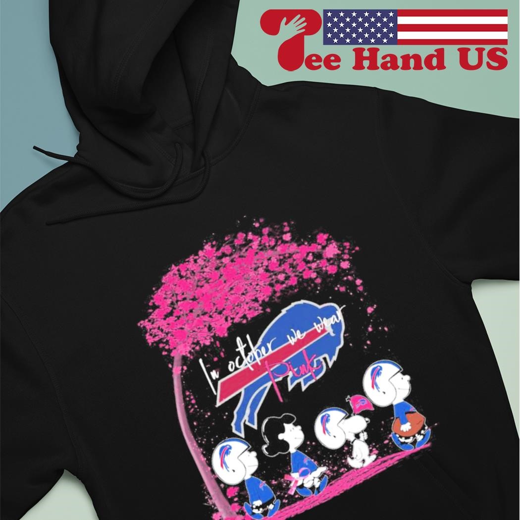 Peanuts Characters Buffalo Bills In October We Wear Pink Shirt