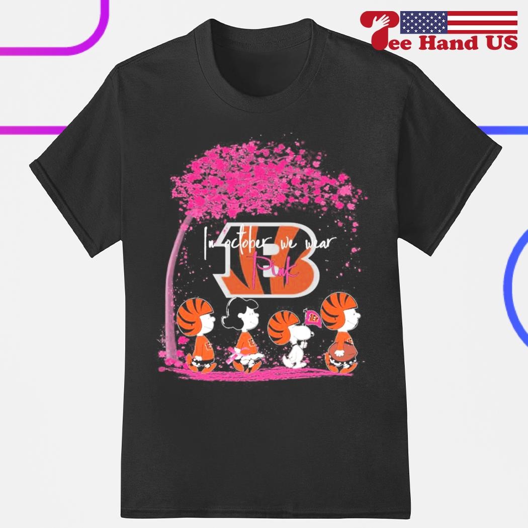 Peanuts Characters Cincinnati Bengals In October We Wear Pink Shirt -  Teespix - Store Fashion LLC