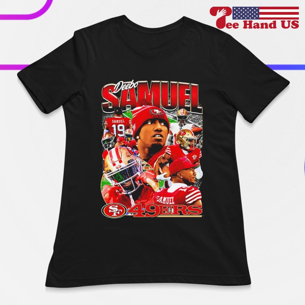 San Francisco 49ers Deebo Samuel Signature T-Shirt from Homage. | Officially Licensed Vintage NFL Apparel from Homage Pro Shop.