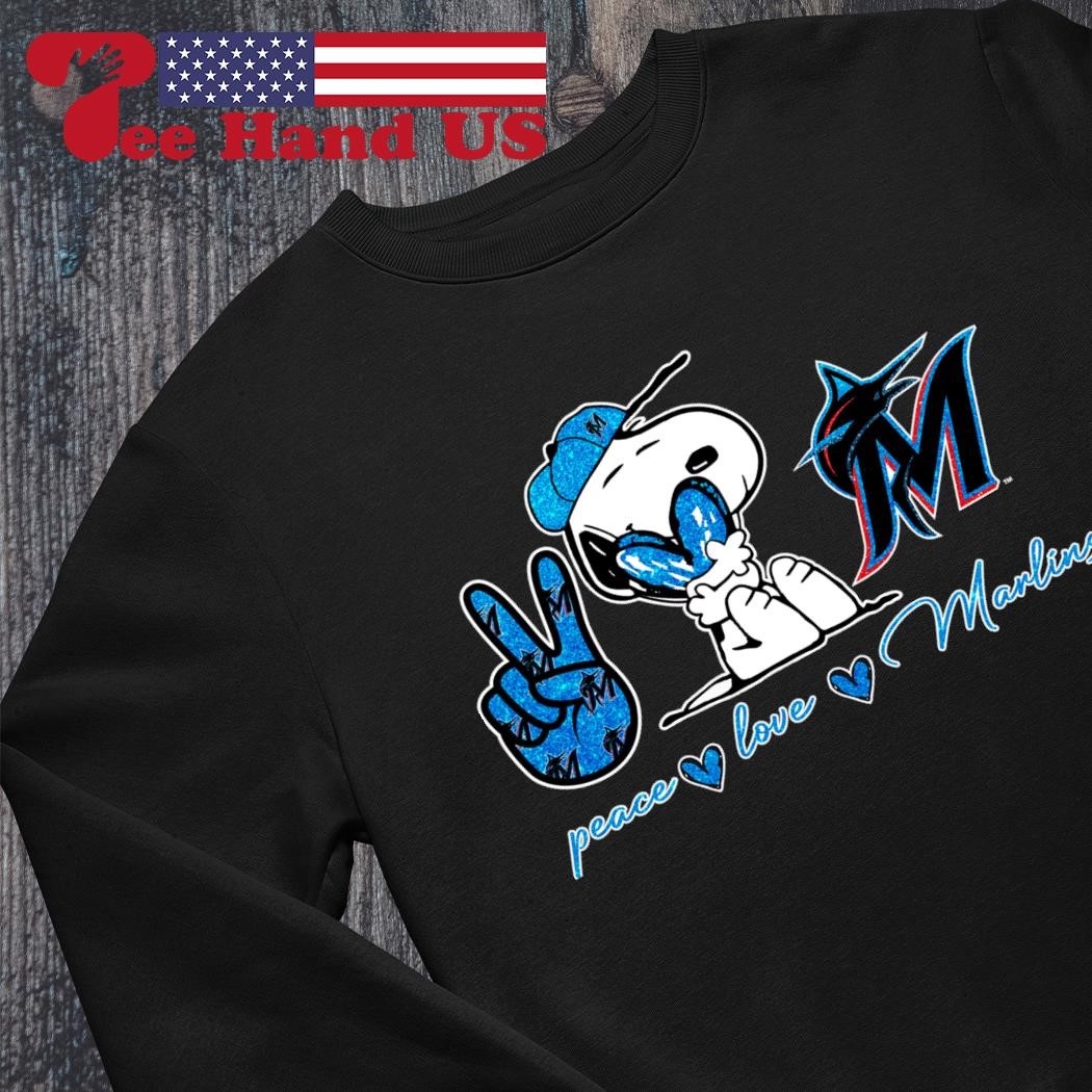 Miami Marlins Peace Love Marlins Snoopy shirt, hoodie, sweater, long sleeve  and tank top