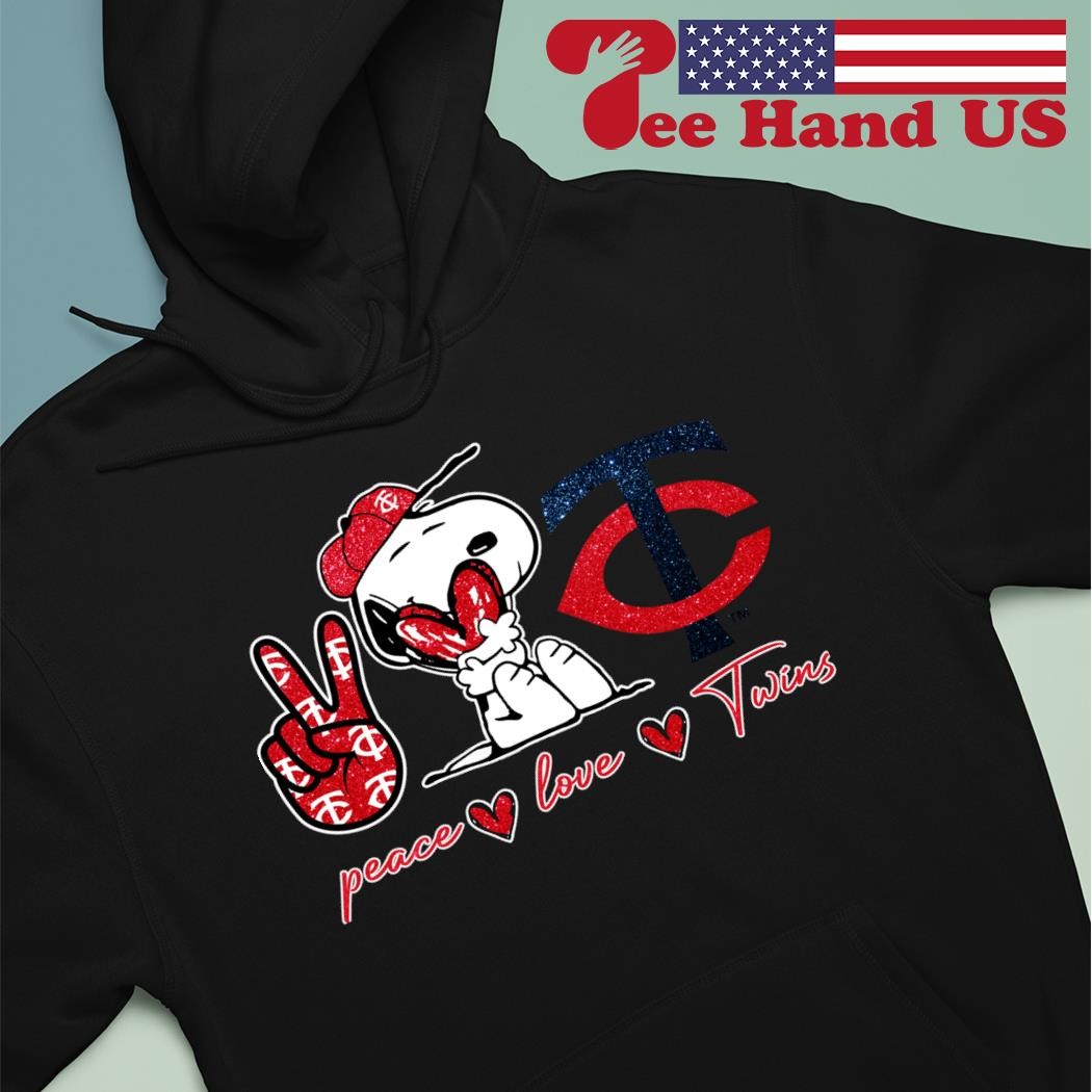 Snoopy Peace Love Minnesota Twins Shirt, hoodie, sweater, long