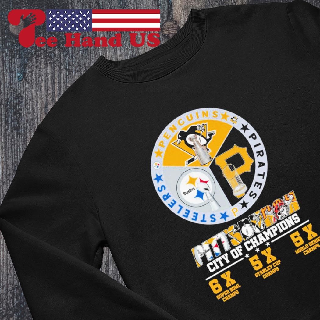 Product pittsburgh city of champions Steelers penguins pirates shirt,  hoodie, sweater, long sleeve and tank top